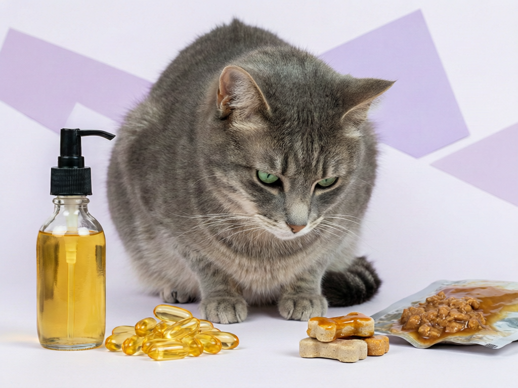 Different fish oil formats for picky cats