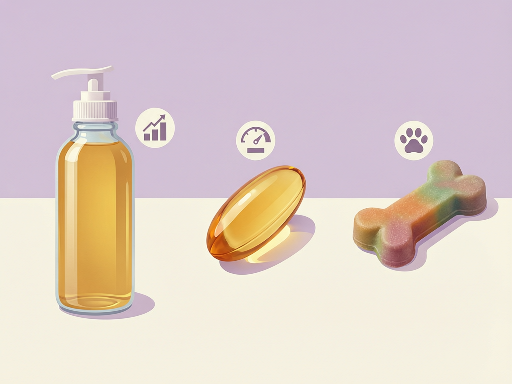 Comparing liquid, capsule, and chew fish oil formats for dogs